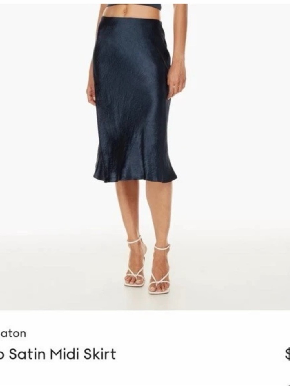 Aritzia Babaton Navy Satin Bias Midi Skirt